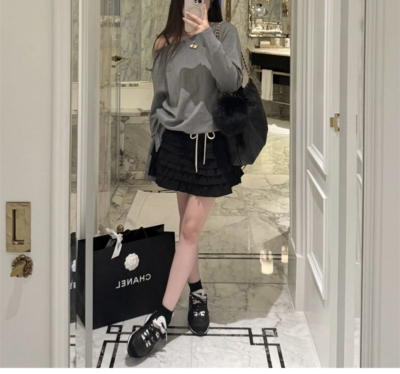 샤넬 25P CC로고 스니커즈 블랙/화이트