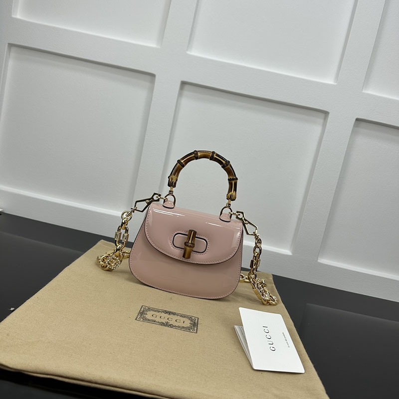 구찌 1947 뱀부 미니 탑 핸들백