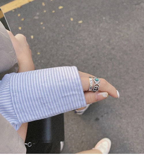 구찌 더블 G 플라워 스터드 반지