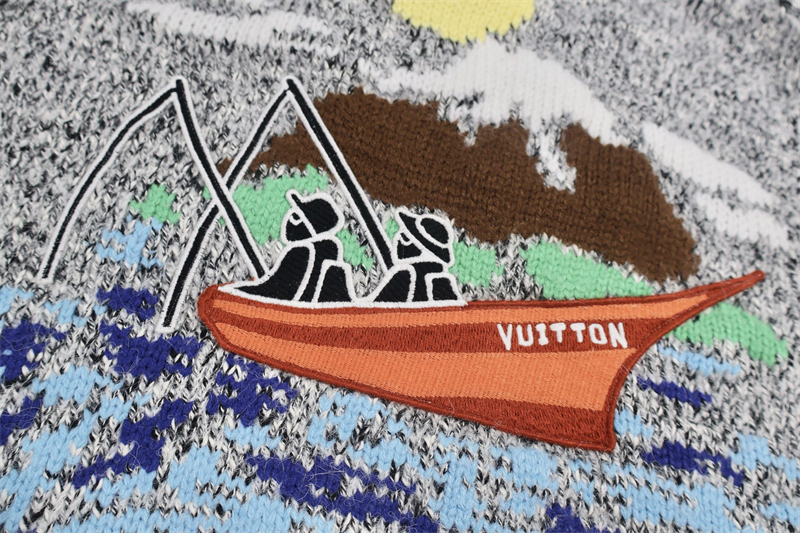 루이비통 x 니고 LV 자수 지퍼 니티드 블루종 자켓