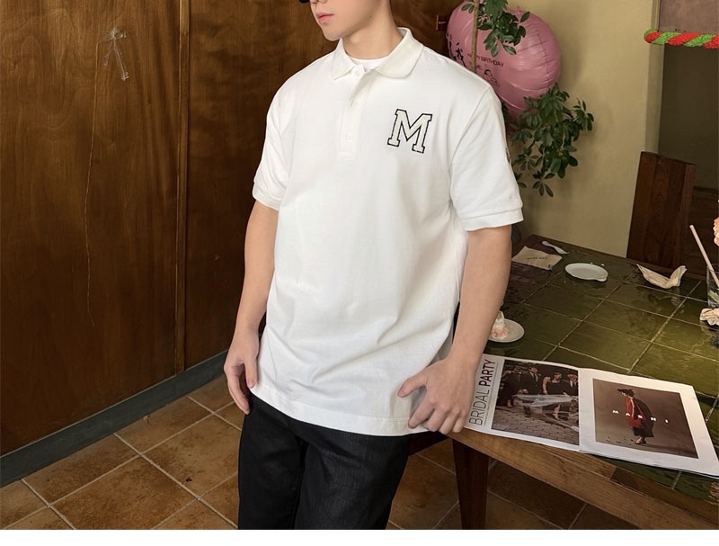 몽클레어 모노그램 코튼 피케 폴로 셔츠