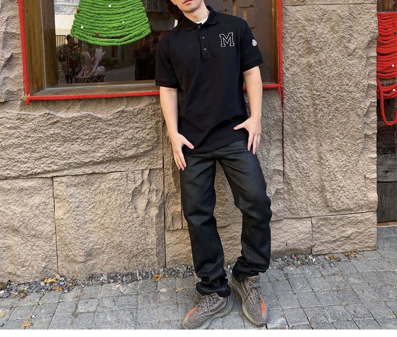 몽클레어 모노그램 코튼 피케 폴로 셔츠