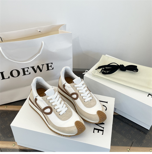 로에베 플로우 러너 스니커즈 스웨이드 나일론 화이트 베이지