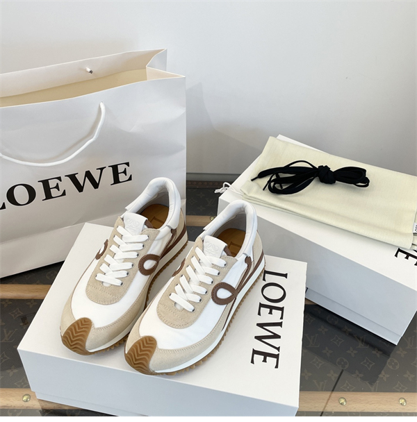 로에베 플로우 러너 스니커즈 스웨이드 나일론 화이트 베이지