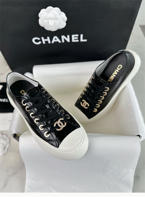 샤넬 CC로고 블랙 금장 팬던트 플랫폼 스니커즈