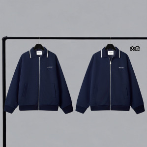 미우미우 본디드 피케 테크니컬 저지 블루종 자켓