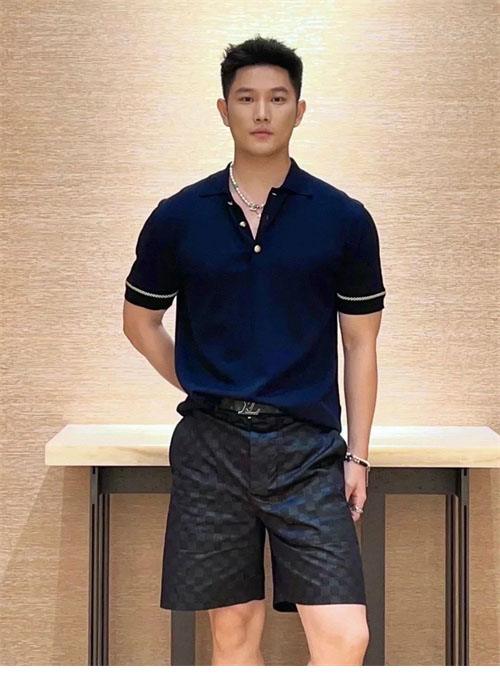 루이비통 LV컵 버튼 로프 자수 반팔 코튼 폴로 티셔츠