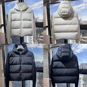 캐나다구스 하이브리드 퀼티드 니트 후드 자켓 화이트