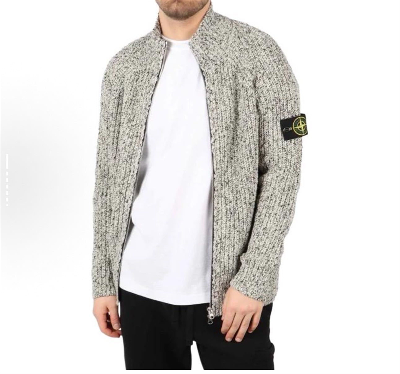 스톤아일랜드 립드 코튼 집 가디건