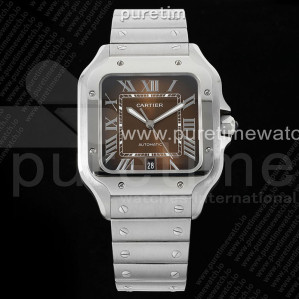 AF공장 까르띠에 산토스 라지 브라운다이얼 브레이슬릿 Santos de Cartier 40mm SS AF 1_1 Best Edition Brown Dial on SS SmartLinks Bracelet MIYOTA 9015