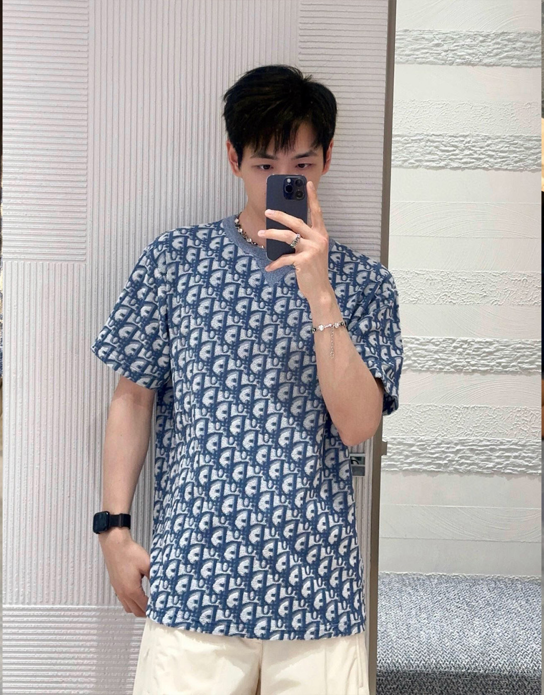 디올 오블리크 테리 코튼 저지 캐주얼 핏 반팔 티셔츠 “2COLOR”