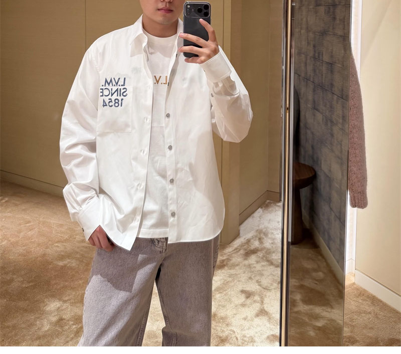 루이비통 LVM 레터링 롱 슬리브드 시그니처 포플린 셔츠