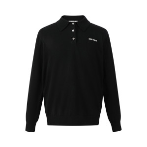 미우미우 24SS 로고 울 니트 폴로 티셔츠