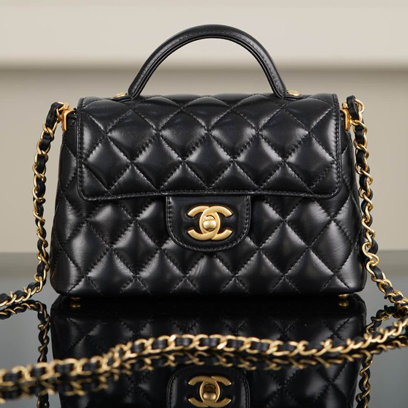 샤넬 25p 탑핸들 골드 메탈 스몰 플랩 백