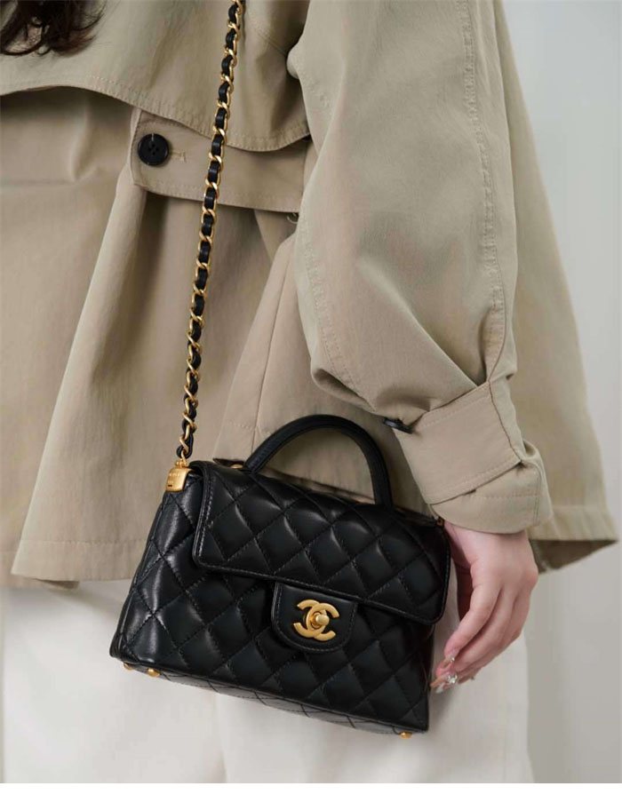 샤넬 25p 탑핸들 골드 메탈 스몰 플랩 백