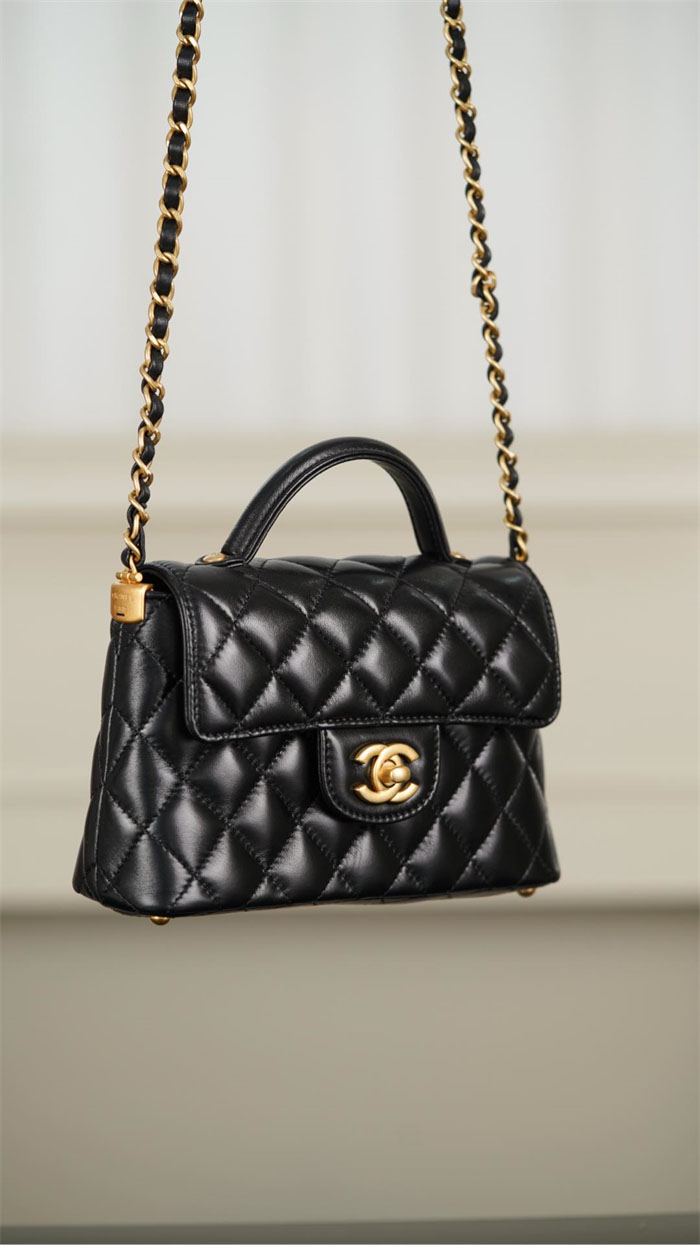 샤넬 25p 탑핸들 골드 메탈 스몰 플랩 백