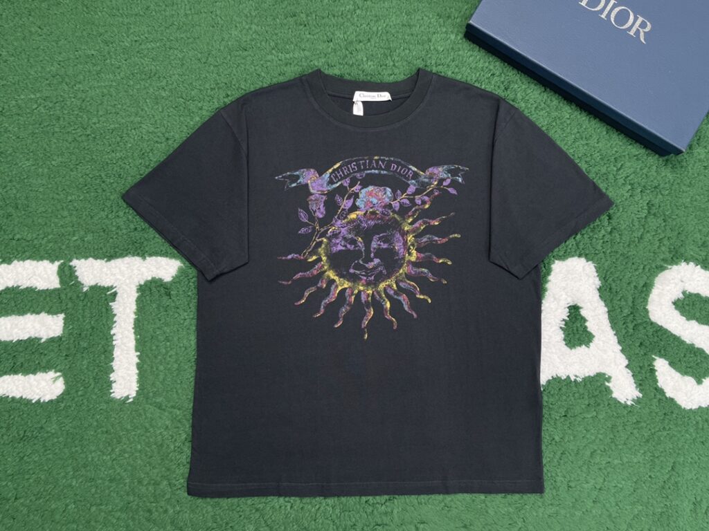 디올 24SS 스톤워싱 썬 블랙 코튼 반팔 티셔츠 “2COLOR”