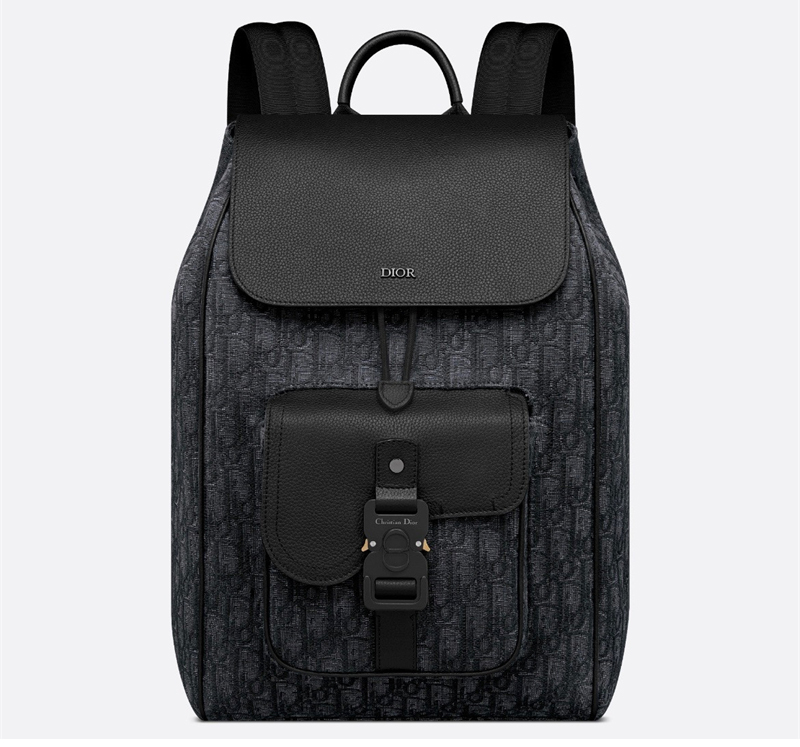 디올 새들 플랩 백팩 블랙 오블리크 자카드
