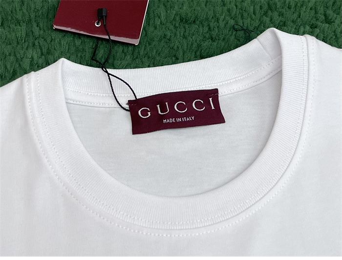 구찌 닻 모티브 메종 로고 프린트 코튼 저지 반팔 티셔츠