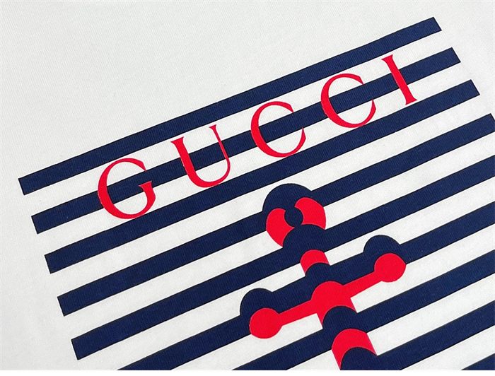 구찌 닻 모티브 메종 로고 프린트 코튼 저지 반팔 티셔츠