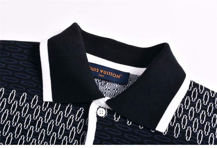 루이비통 MLVD 다미에 자카드 숏 슬리브드 코튼 셔츠