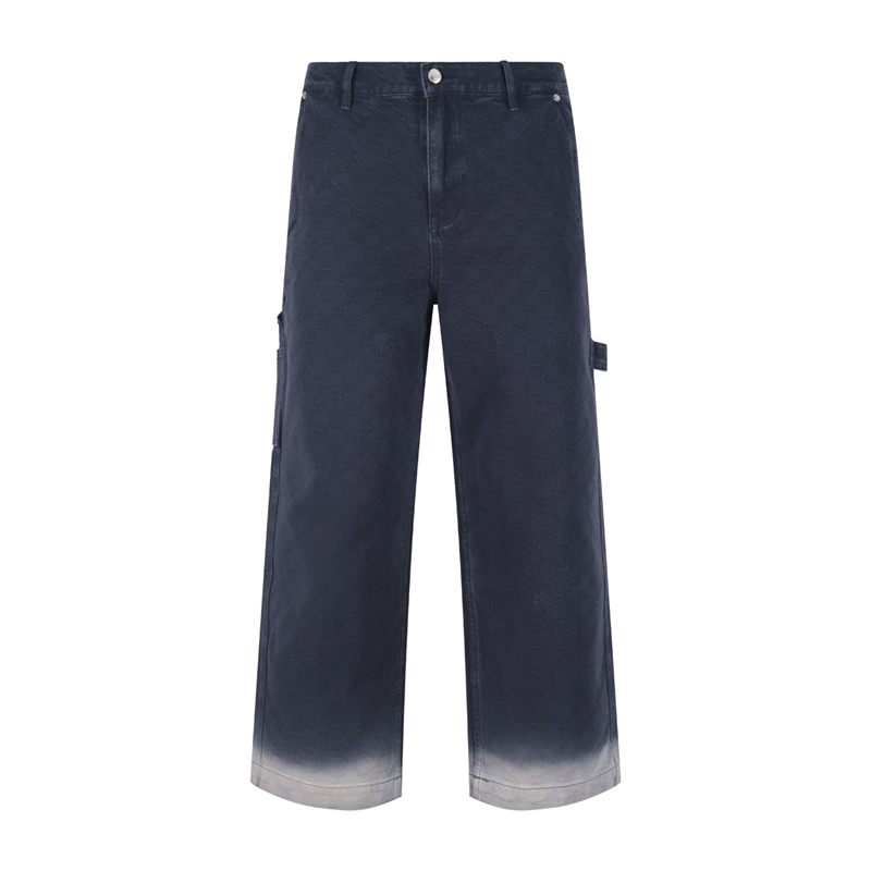 구찌 그라데이션 블리치 GG 코튼 데님 자카드 팬츠