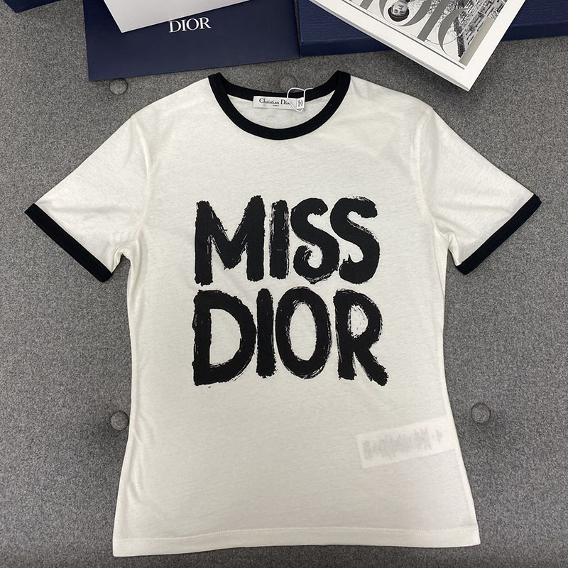 디올 Miss Dior 코튼 린넨 반팔 티셔츠