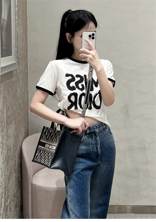 디올 Miss Dior 코튼 린넨 반팔 티셔츠