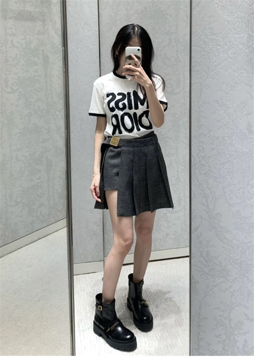 디올 Miss Dior 코튼 린넨 반팔 티셔츠