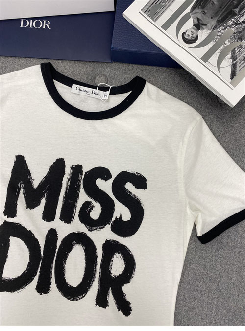 디올 Miss Dior 코튼 린넨 반팔 티셔츠