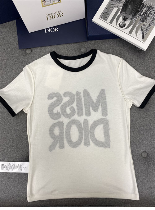 디올 Miss Dior 코튼 린넨 반팔 티셔츠
