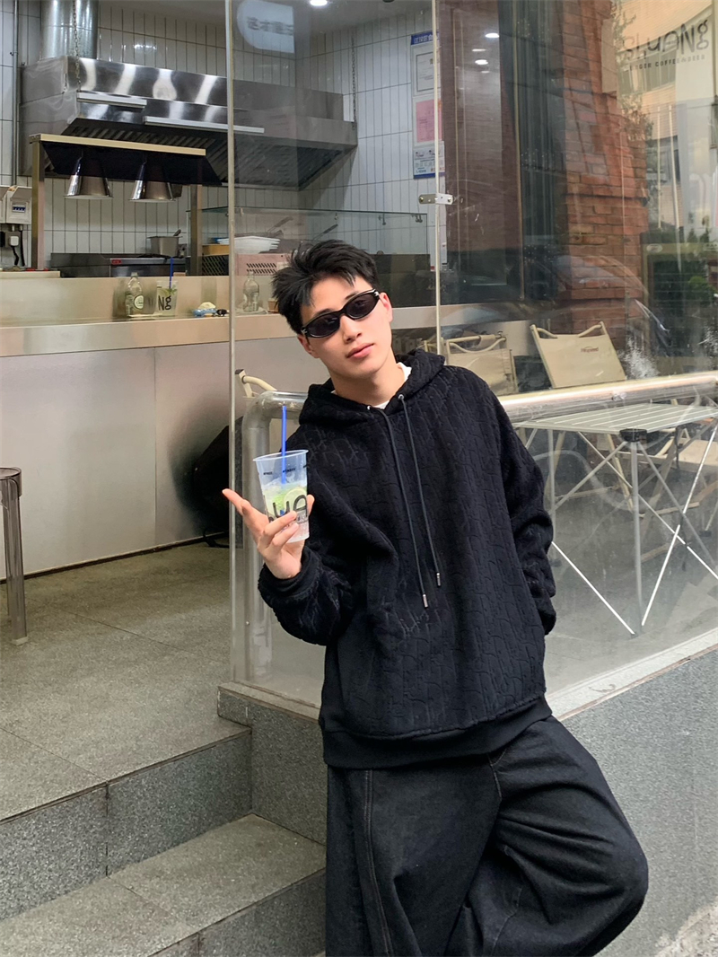 디올 오블리크 코튼 플리스 후드 스웨트셔츠