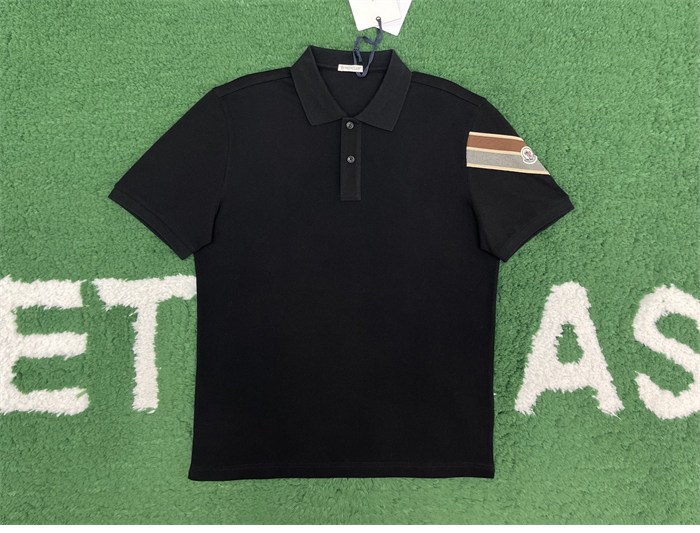 몽클레어 삼선 트리밍 코튼 피케 반팔 티셔츠