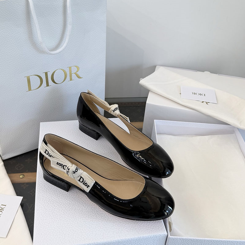 디올 자디올 페이턴트 카프스킨 발레 플랫