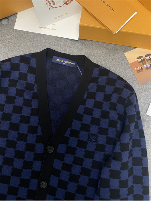 루이비통 다미에 울 V넥 가디건