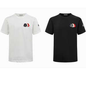 몽클레어 자수 트라이컬러 로고 반팔 티셔츠