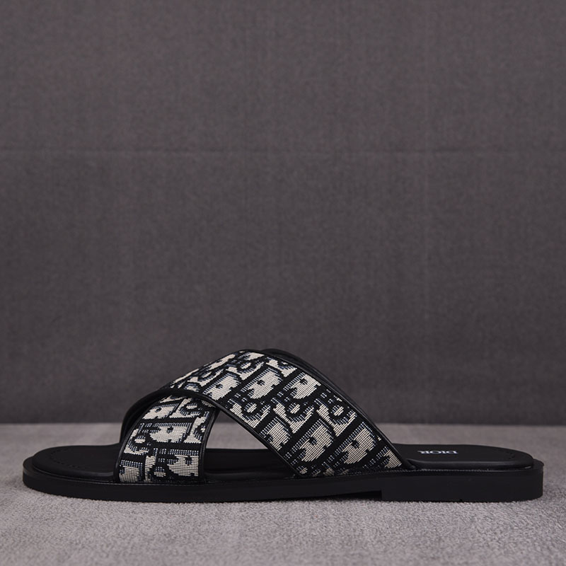 디올 알리아스 샌들 블랙 디올 오블리크 자카드 블랙/베이지