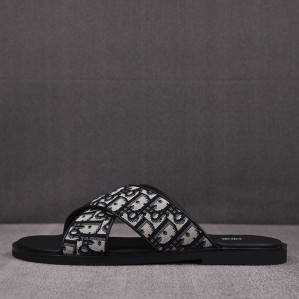 디올 알리아스 샌들 블랙 디올 오블리크 자카드 블랙/베이지