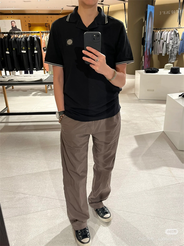 스톤 아일랜드 로고 블렌드 폴로 셔츠 22002SC