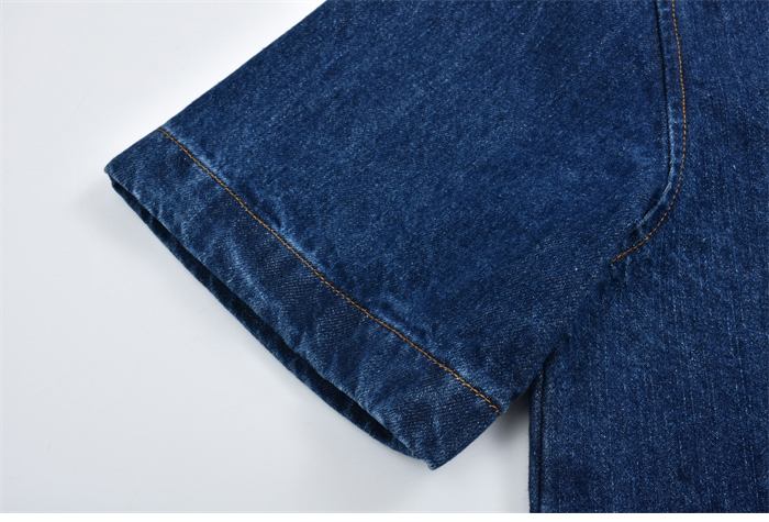 루이비통 VVN 라벨 데님 블렌드 쇼트 슬리브드 셔츠