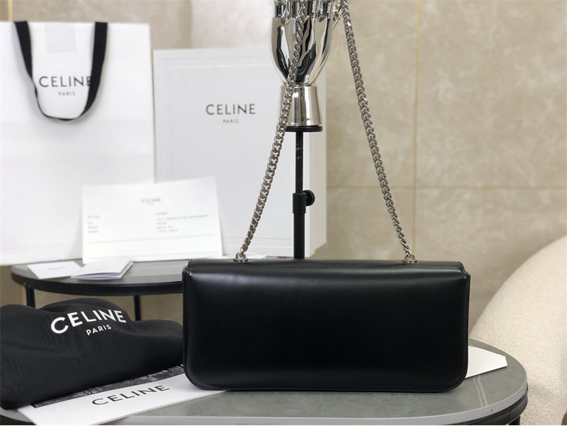 셀린느 은장 체인 숄더백 샤이니 카프스킨 블랙