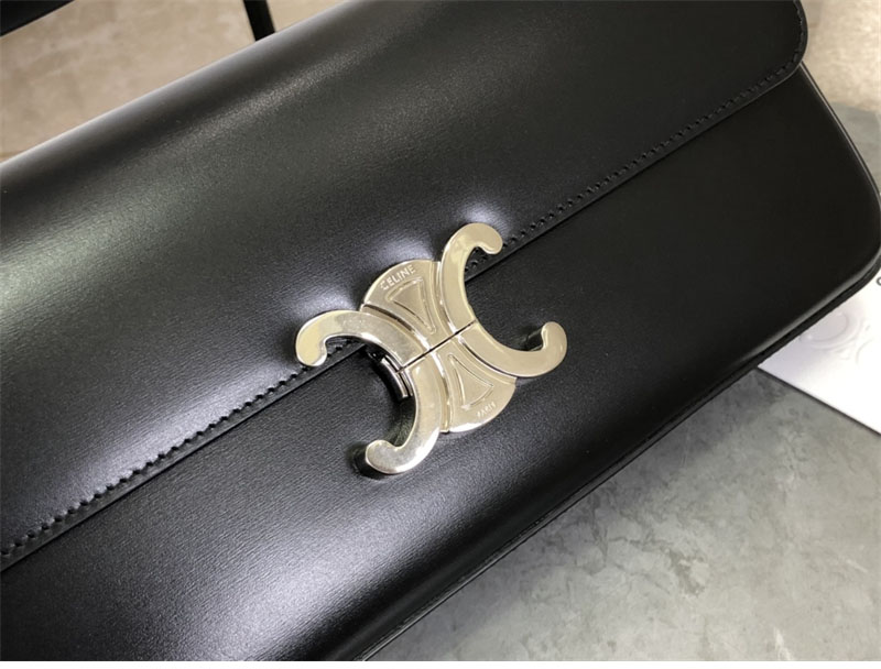 셀린느 은장 체인 숄더백 샤이니 카프스킨 블랙