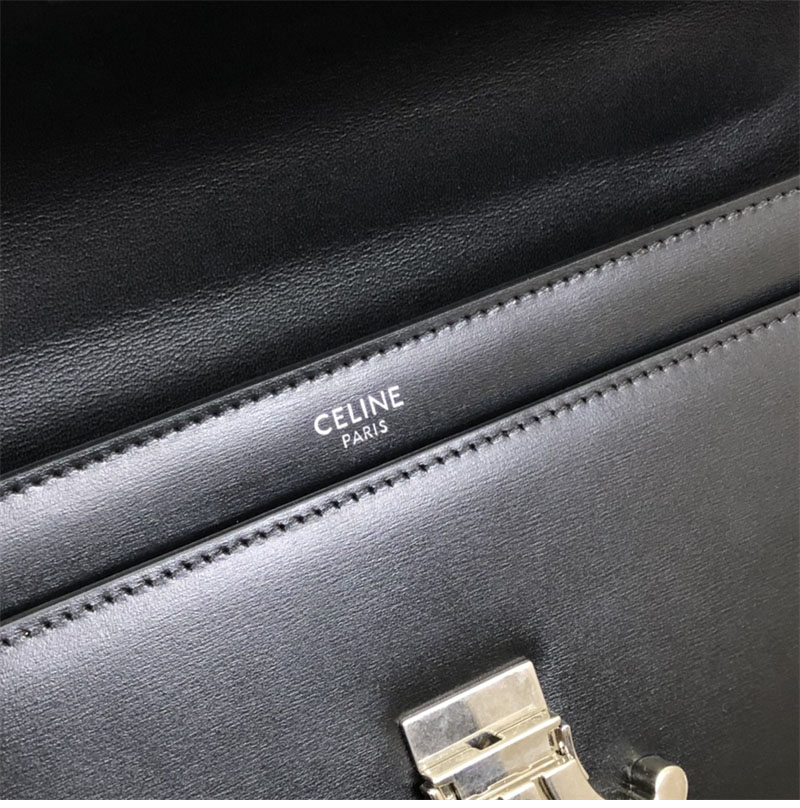 셀린느 은장 체인 숄더백 샤이니 카프스킨 블랙