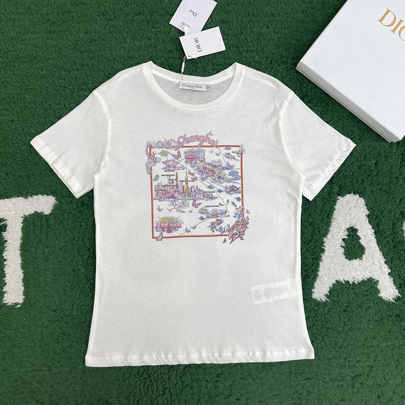 디올 Souvenir 코튼 반팔 티셔츠
