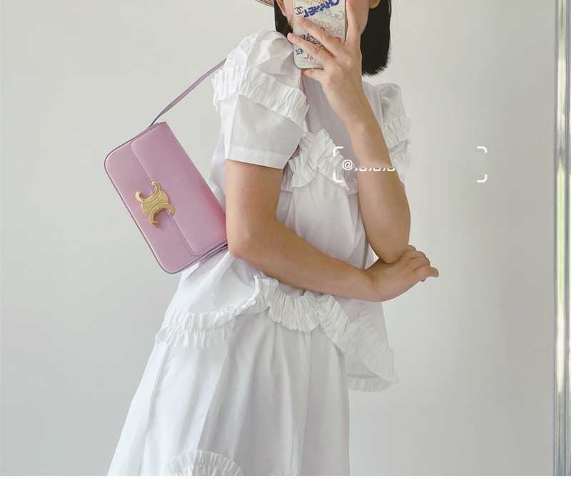 셀린느 트리옹프 숄더백 샤이니 카프스킨 핑크