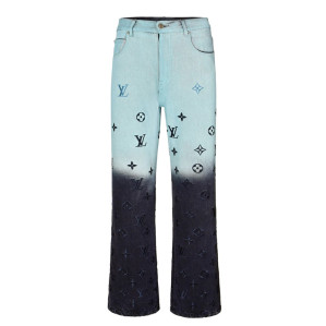 루이비통 24FW 엠브로이더드 모노그램 배색 데님 팬츠 1AFV85