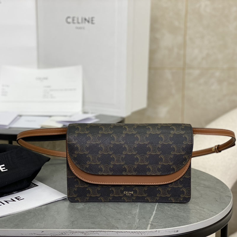 셀린느 월렛 온 스트랩 크로스백 트리옹프 캔버스