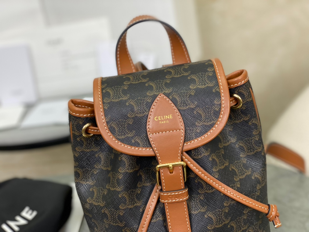 셀린느 Backpack Folco in Triomphe Canvas and Calfskin