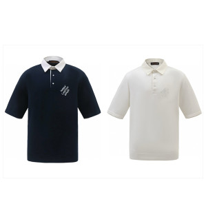 루이비통 엠브로이더드 쇼트 슬리브드 코튼 블렌드 폴로 셔츠