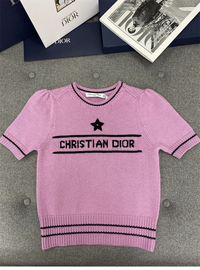 디올 럭키 스타 울 캐시미어 반소매 니트 스웨터